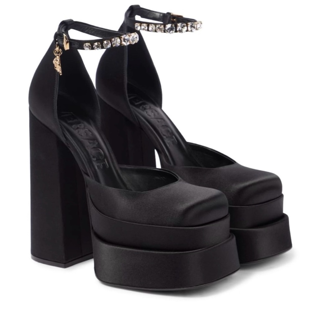 Versace 
Black Aevitas Platform Heels